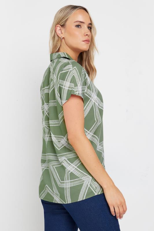 LTS Tall Khaki Green Abstract Print Shirt | Long Tall Sally 3