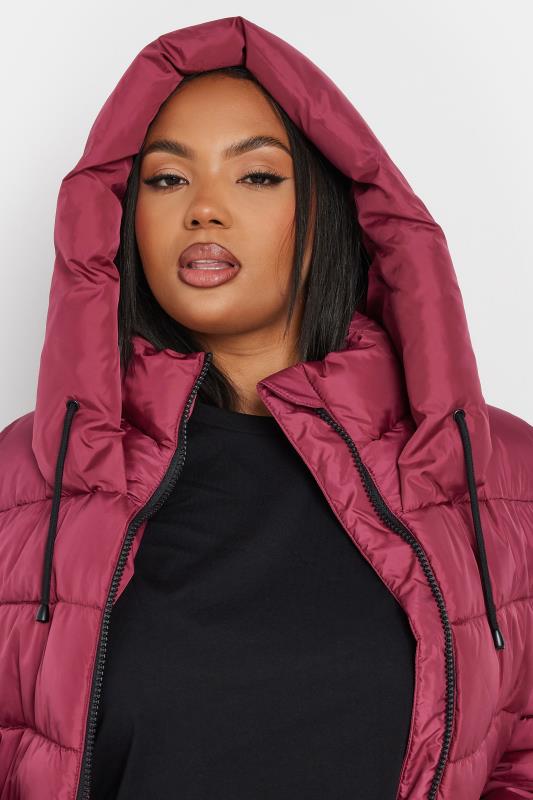 YOURS Plus Size Berry Red Sporty Puffer Coat | Yours Clothing 5