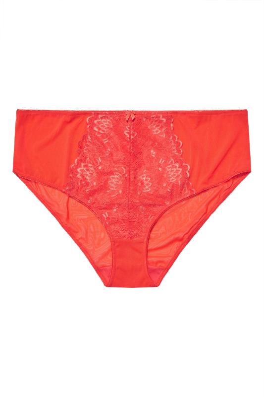 Plus Size Red Lace Detail Mid Rise Full Briefs | Yours Clothing 3