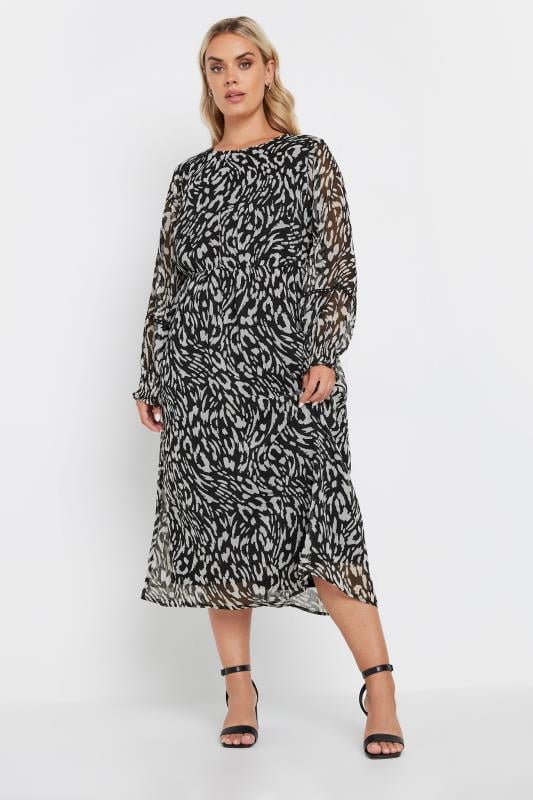  Grande Taille YOURS Curve Black Leopard Print Chiffon Midaxi Dress