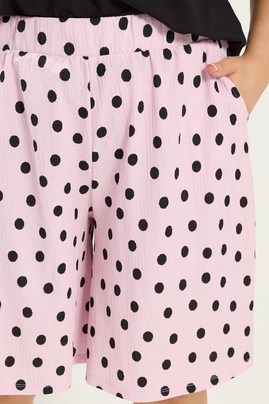 YOURS Plus Size Pink Polka Dot Shorts | Yours Clothing 4