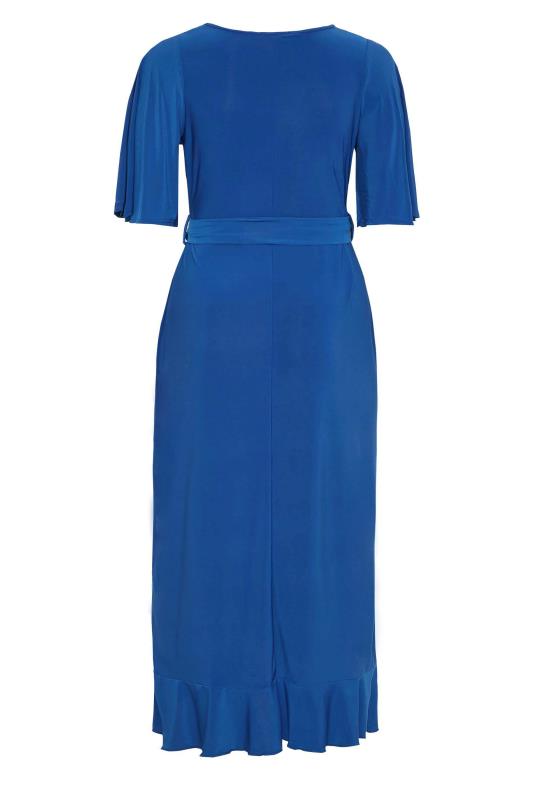 YOURS LONDON Curve Blue Wrap Ruffle Maxi Dress 7