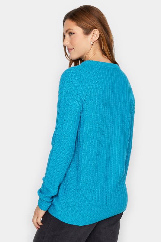 LTS Tall Women's Turquoise Blue Ribbed Long Sleeve Knit Jumper | Long Tall Sally 3