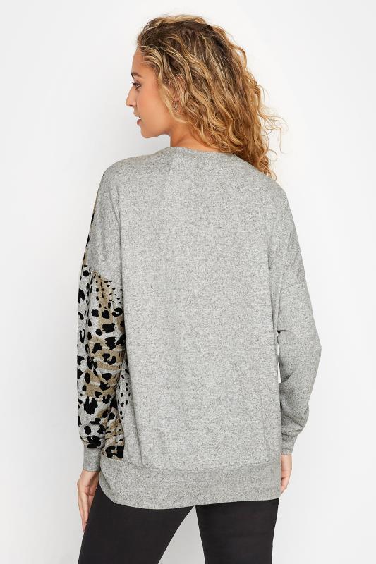 LTS Tall Grey Leopard Print Soft Touch Top 3