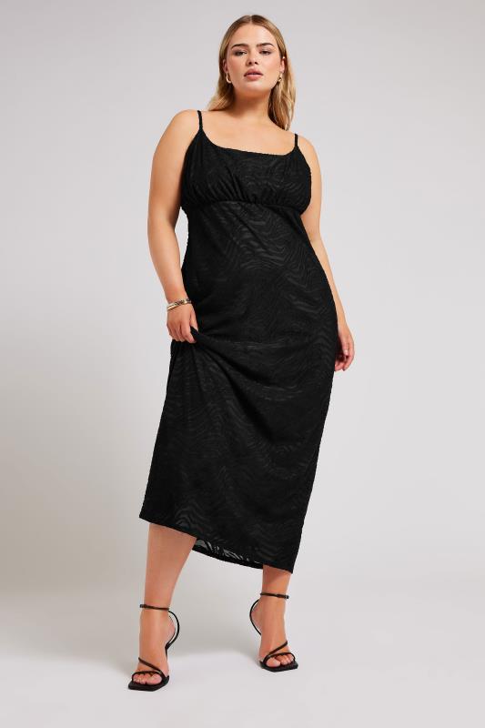 Plus Size  YOURS LONDON Curve Black Zebra Jacquard Maxi Dress