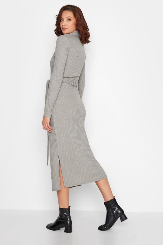 LTS Tall Grey Belted Knitted Dress 3