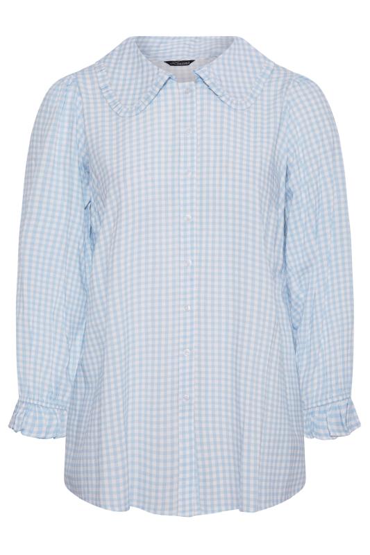 LIMITED COLLECTION Curve Baby Blue Gingham Collar Shirt 6