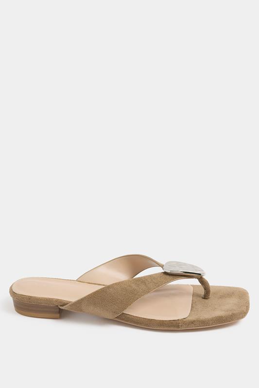 LTS Natural Brown Hammered Low Heel Sandals In Standard Fit | Long Tall Sally 5