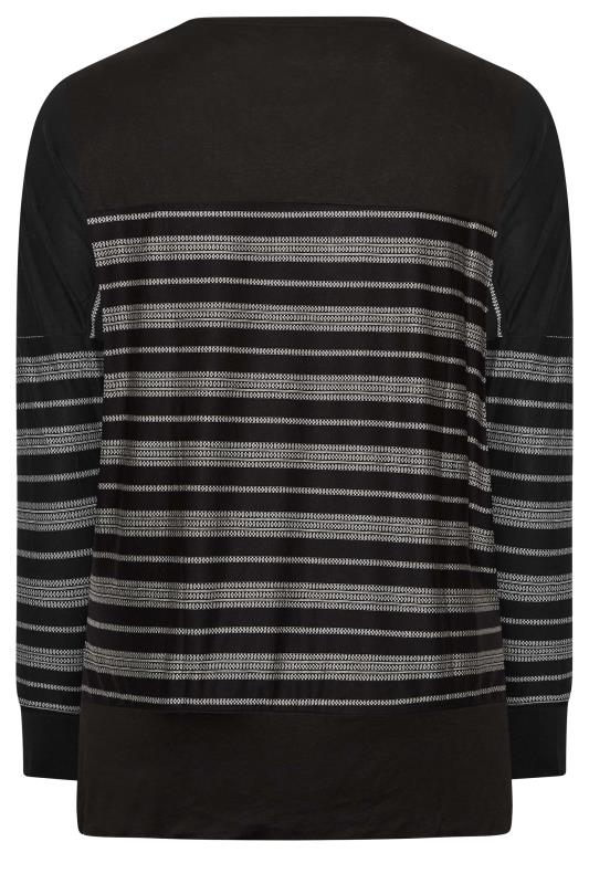 Plus Size Black Stripe Print Long Sleeve Top | Yours Clothing 7