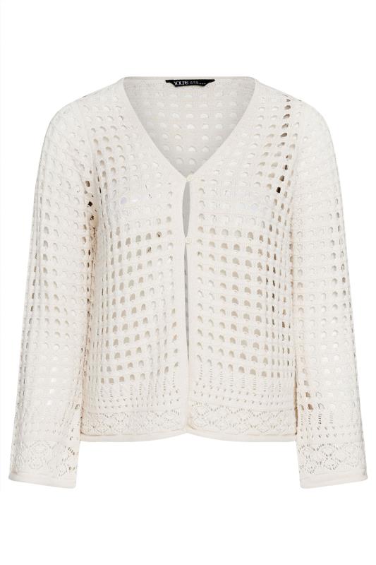YOURS Curve Ivory White Button Through Crochet Cardigan | Yours Clothing 5
