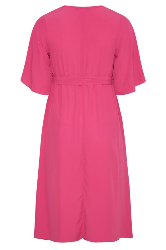 YOURS LONDON Plus Size Hot Pink Midi Wrap Dress | Yours Clothing 7
