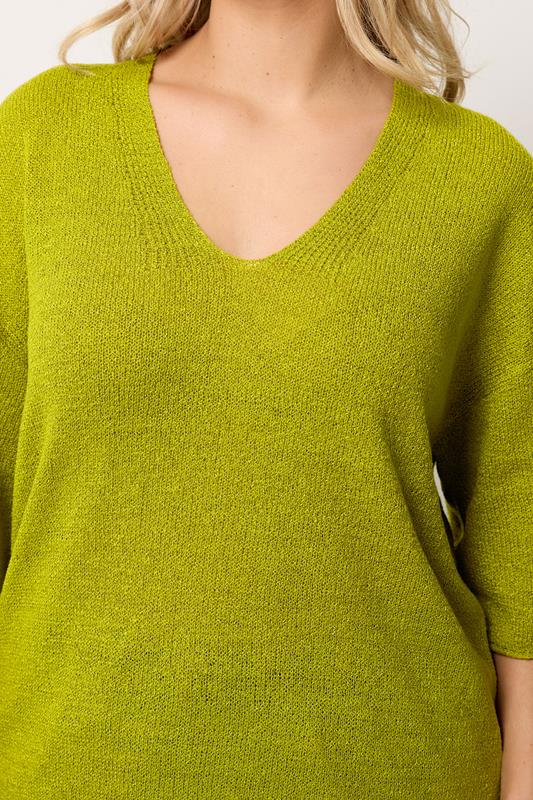 YOURS Plus Size Green Knitted T-Shirt | Yours Clothing 5