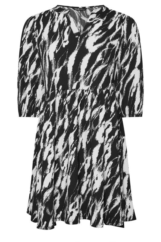 YOURS Plus Size Black Abstract Print Textured Smock Dress | Yours Clothing  6