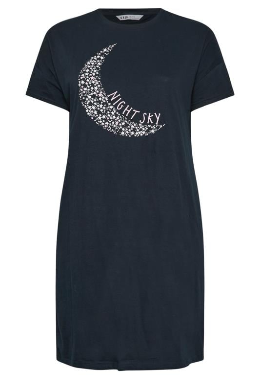 YOURS Plus Size Navy Blue Moon Print Sleep Tee Nightdress | Yours Clothing 5