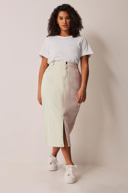 Plus Size  EVANS Curve Natural Cream Ecru Denim Skirt