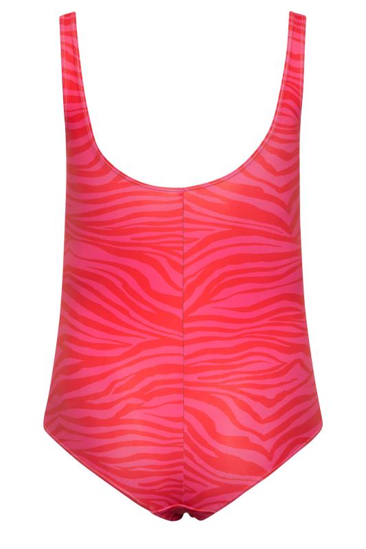YOURS Curve Plus Size Hot Pink Zebra Print Plunge Swimsuit | Yours Clothing  7