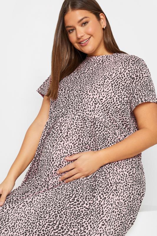 LTS Maternity Pink Leopard Print Peplum Mini Dress | Long Tall Sally 4