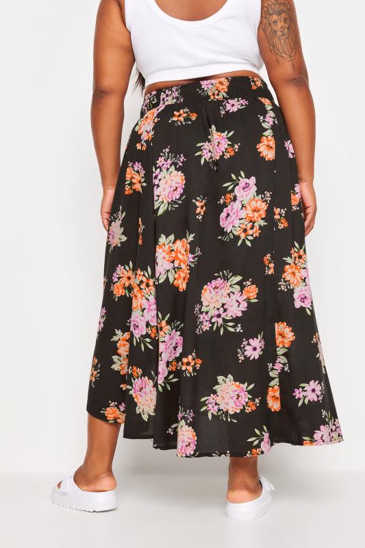 YOURS Plus Size Black Floral Print Tulip Skirt | Yours Clothing 4