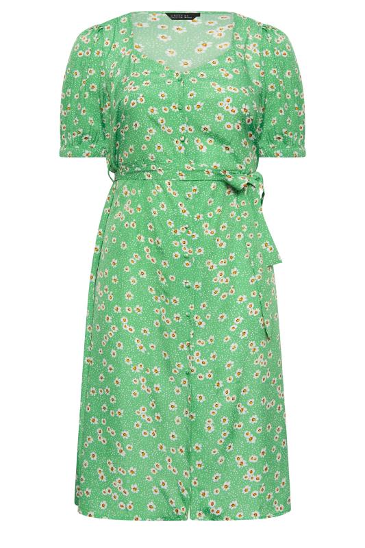 LIMITED COLLECTION Curve Green Sweetheart Neckline Floral Print Tea Dress | Yours Clothing 6