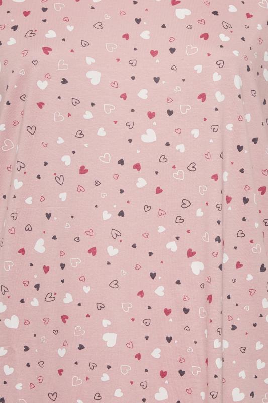 Plus Size Light Pink Heart Print Nightdress | Yours Clothing 4
