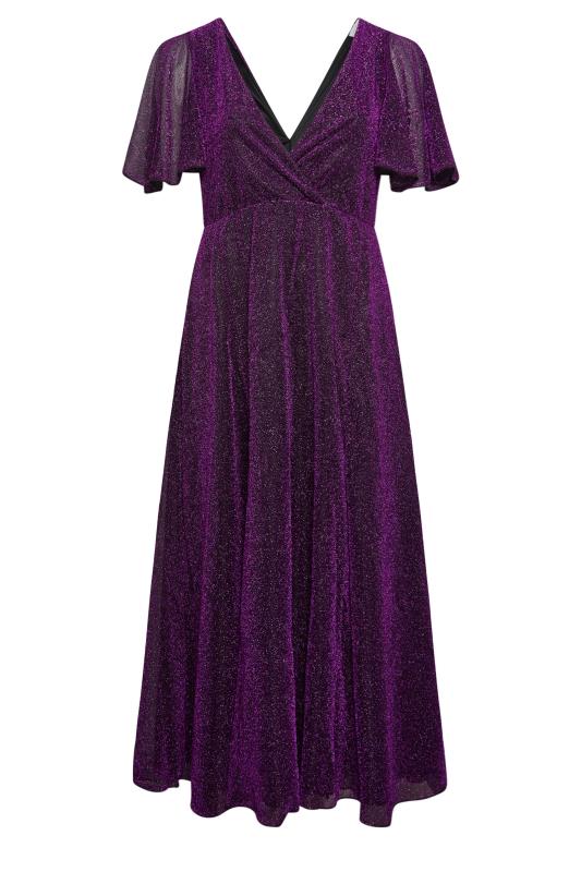 YOURS LONDON Plus Size Purple Glitter Angel Sleeve Maxi Dress | Yours Clothing 5