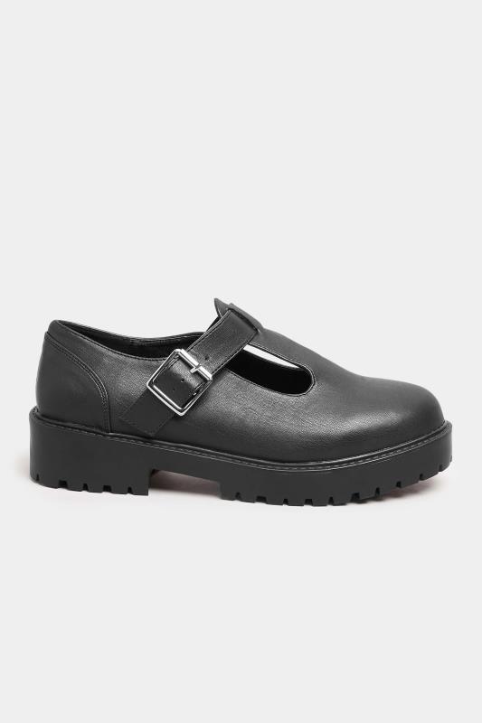 Black Chunky T Bar Loafers In Extra Wide EEE Fit 3