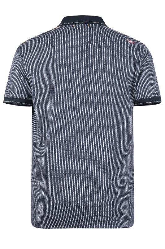 D555 Big & Tall Navy Blue Stripe Printed Polo Shirt 3