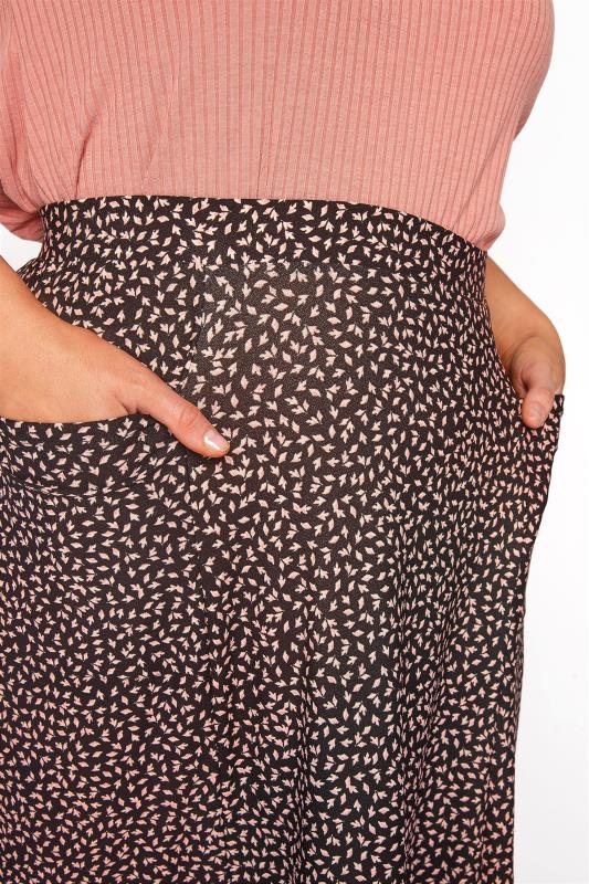 Black Ditsy Print Pocket Maxi Skirt | Yours Clothing