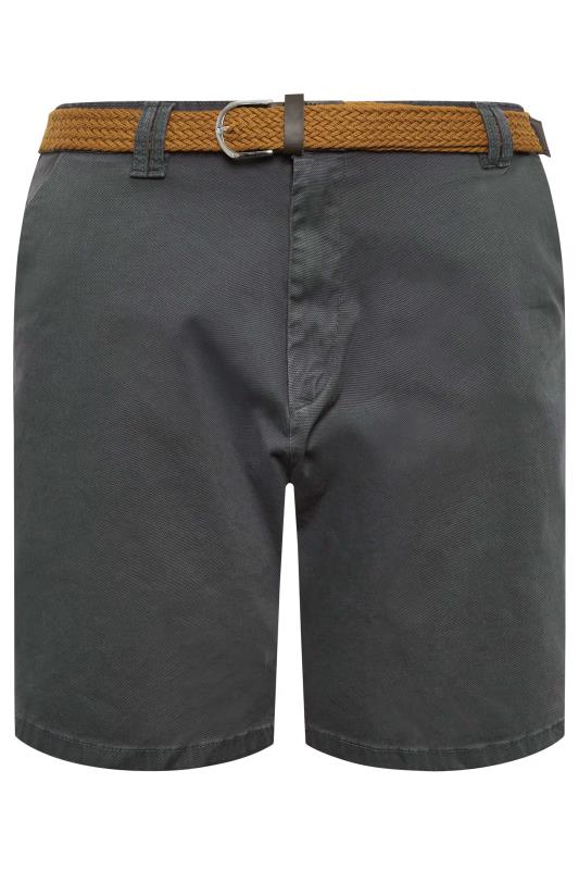 KAM Big & Tall Grey Belted Chino Shorts | BadRhino 4