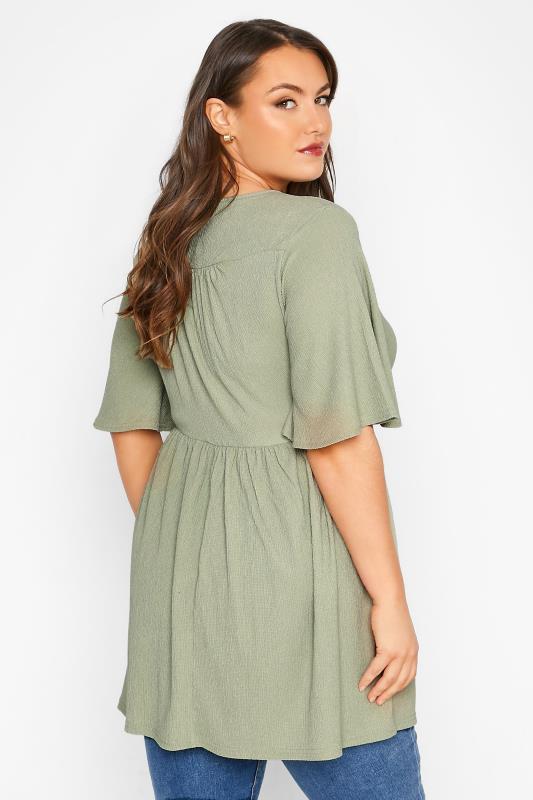 LIMITED COLLECTION Curve Sage Green Tie Waist Crinkle Top_C.jpg