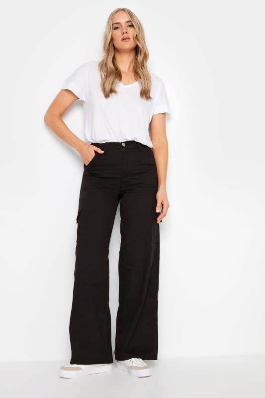 LTS Tall Black Utility Cargo Trousers | Long Tall Sally  1
