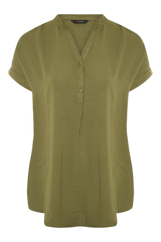 Curve Olive Green Button Placket Shirt 6