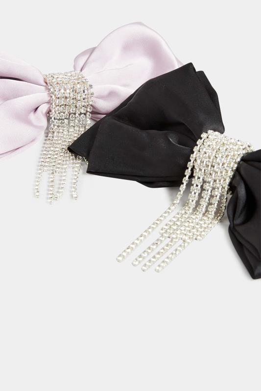 Black Diamante Tassel Bow Hair Clip | Yours Clothing 5