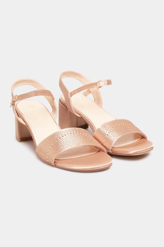 LIMITED COLLECTION Pink Satin Embellished Block Heel Sandals in Wide E Fit 2