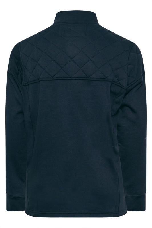 D555 Big & Tall Navy Quarter Zip Quilted Panel Sweatshirt | BadRhino 4