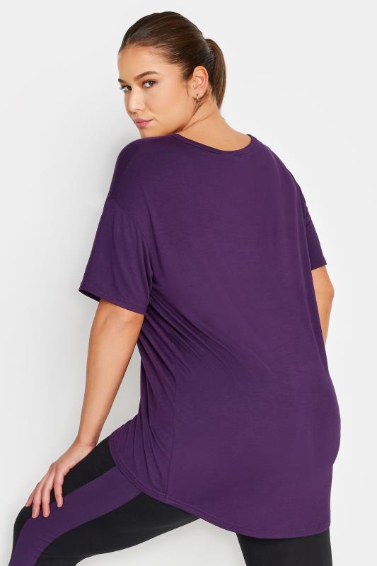 YOURS ACTIVE Plus Size Purple 'Focus On You' Slogan Top | Yours Clothing 4