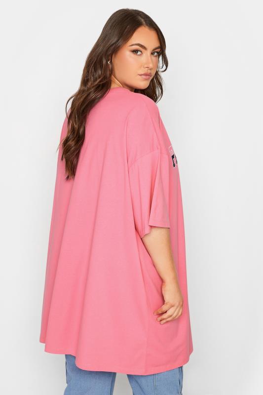 YOURS 2 PACK Plus Size Pink & Navy Blue Oversized Slogan Tunic Tops | Yours Clothing 4