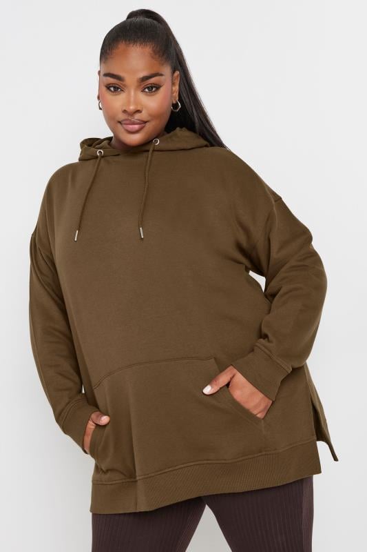 YOURS Plus Size Mocha Brown Hoodie | Yours Clothing 1