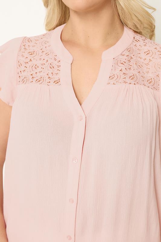 YOURS Plus Size Pink Lace Detail Blouse | Yours Clothing 4