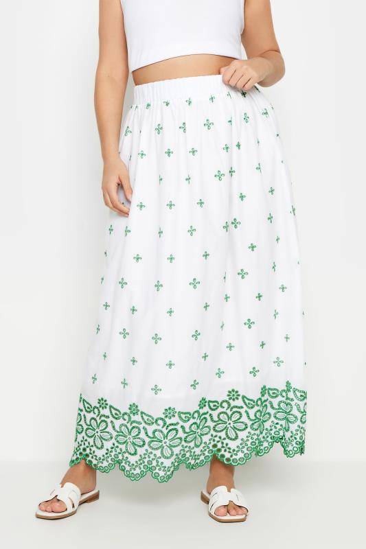 Grande Taille YOURS Curve White Floral Broderie Maxi Skirt