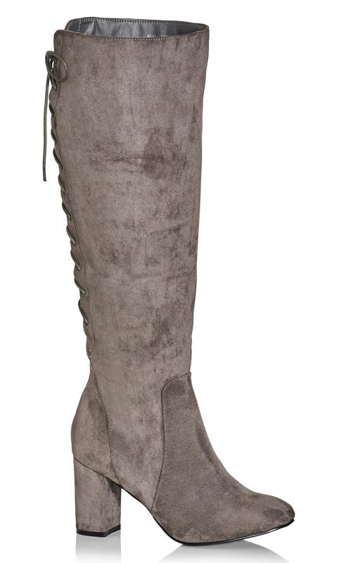 Plus Size  Evans Grey WIDE FIT Perry Knee Boot