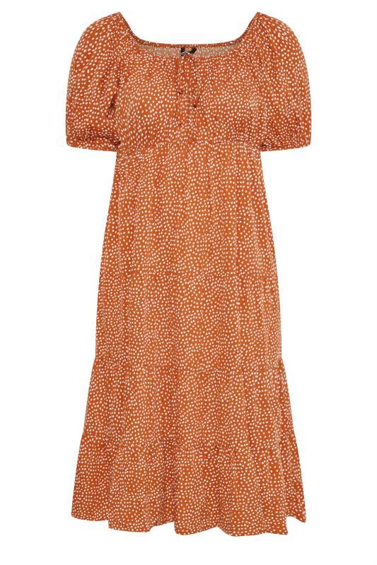 LIMITED COLLECTION Curve Rust Orange Spot Print Square Neck Dress 6