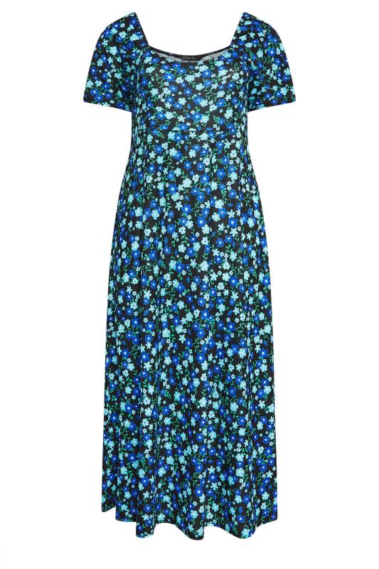 LIMITED COLLECTION Plus Size Blue Floral Square Neck Maxi Dress | Yours Clothing 6