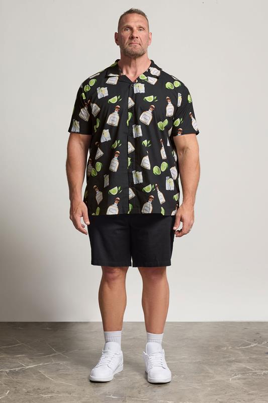 BadRhino Big & Tall Black Tequila Print Revere Shirt | BadRhino 1