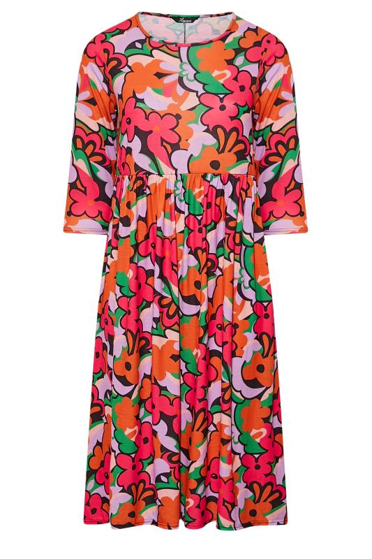 LIMITED COLLECTION Plus Size Pink Abstract Floral Print Midaxi Dress | Yours Clothing 7