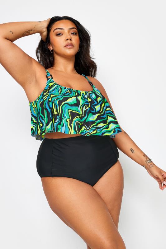  Grande Taille YOURS Curve Black Abstract Print Bikini Top