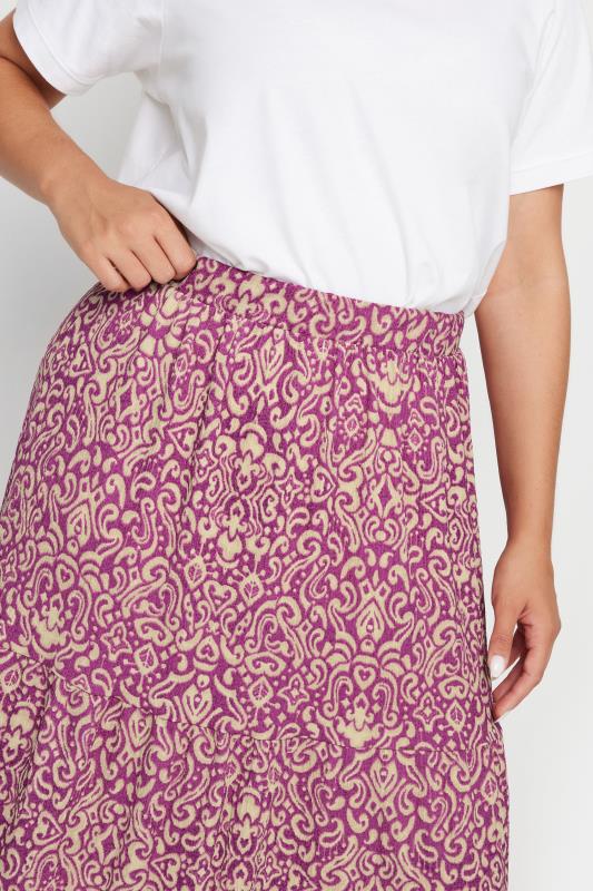 YOURS Plus Size Pink Paisley Print Textured Maxi Skirt | Yours Clothing 4