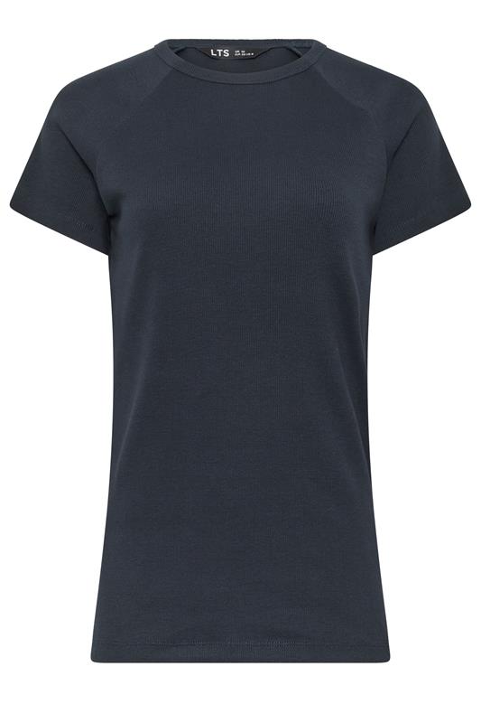  LTS Tall marineblauw geribd T-shirt 