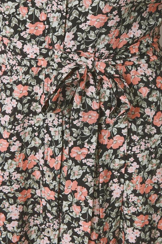 M&Co Black & Pink Floral Tie Waist Shirt Dress | M&Co 5