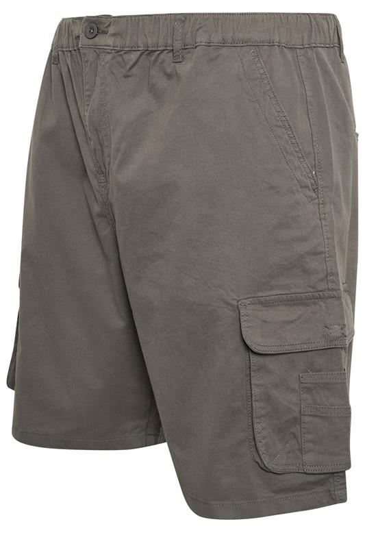 KAM Big & Tall Slate Grey Elastic Waist Cargo Shorts | BadRhino 5